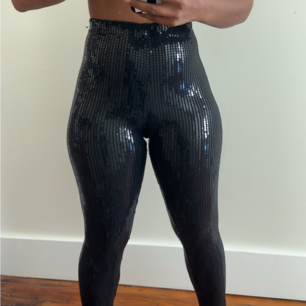 Black Sequin High-Waisted Leggings